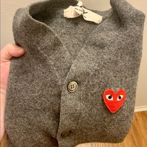Comme Des Garcons Wool Heart Logo Cardigan  / Women Medium / WASHED ONCE
